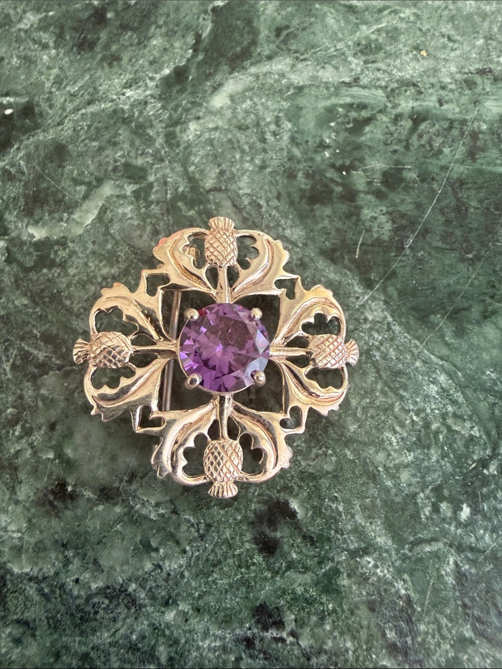 Sterling and Amethyst Brooch